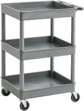 Hubert Utility Cart with Lip, 3-Shelf - 27 17/25" L x 18 29/50" W x 39 13/100" H
