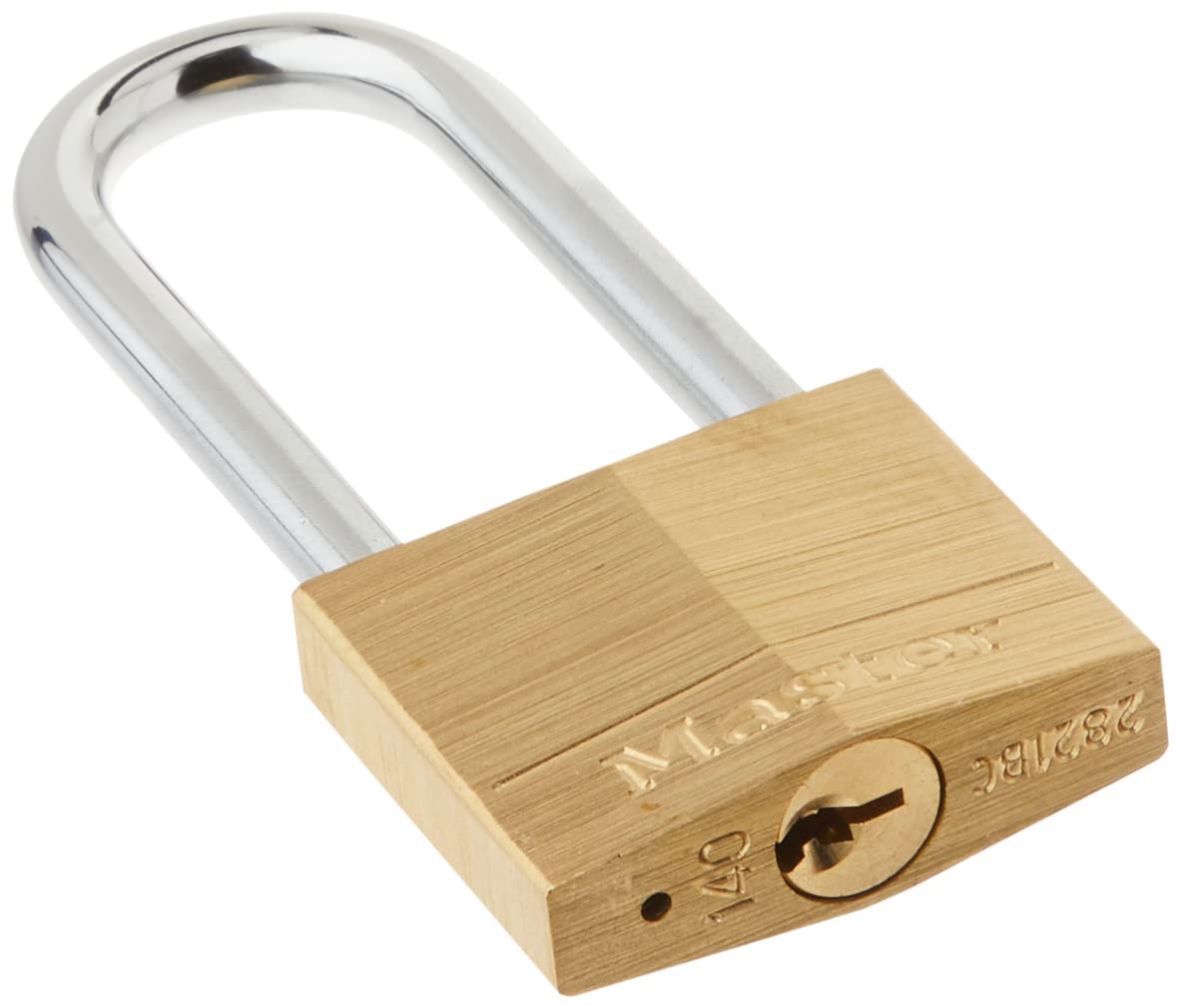 Master Lock 4 Pack / Extra Long Shackle / Brass, Silver Keyed Padlocks