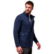 Men's Cloud Denim Full Zip Jacket by TravisMathew – Medium, Polyester Blend, Blue Nights, Model 1MZ499-4BLN