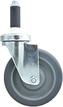 BK Resources 5" Gray Rubber 1" Expanding Stem Swivel Caster for Work Tables, NSF, 250lb Capacity Per Wheel