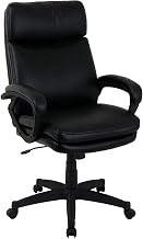 Global Industrial Executive Chair with High Back & Fixed Arms, Bonded Leather, Black