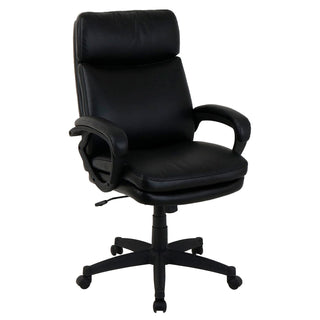Executive Chair with High Back & Fixed Arms by Global Industrial – Leather, Black, Model 81158H-ANT
