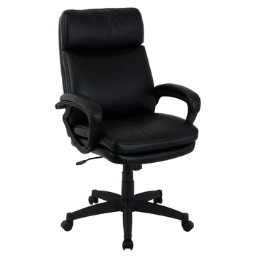 Executive Chair with High Back & Fixed Arms by Global Industrial – Leather, Black, Model 81158H-ANT