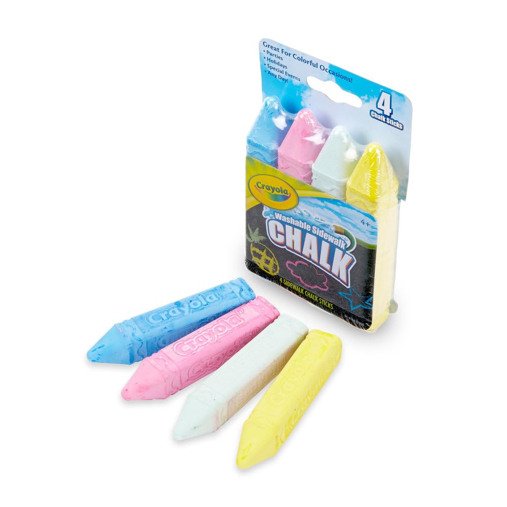 Sidewalk Chalk 4/Pkg by Crayola – 4 Count (Pack of 1), Chalk, multicolored, Model 514104