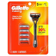 Gillette 1 Count (Pack of 1) / 1 Razor + 5 Refills / Black Cartridge Razors