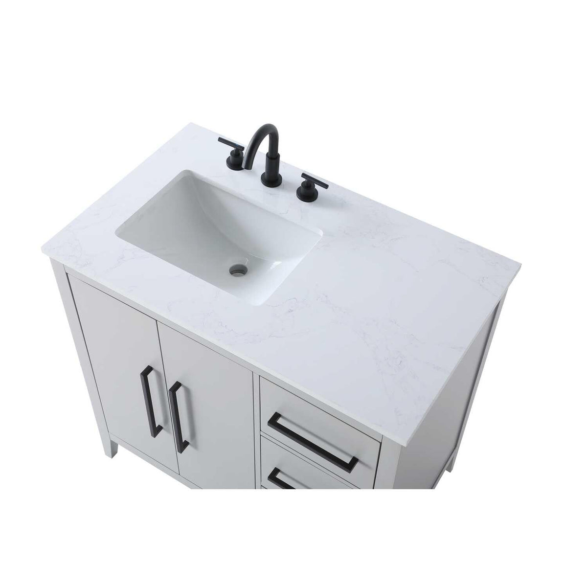 Grey Millie Bathroom Vanity by by Elegant Lighting – Solid wood and MDF, Gray, Model VF29336GR