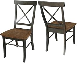 Furnifact Hardwood X-Back Dining Chairs with Solid Wood Seat Set of 2, Farmhouse Kitchen and Dining Room Chairs for Table