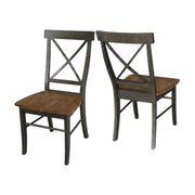 Hardwood X-Back Dining Chairs with Solid Wood Seat Set of by Furnifact – Wood, Hickory and Washed Coal, Pack of 2