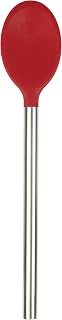 Tovolo Mixing Spoon Stainless Steel Handle Scratch Resistant Non Stick Safe Kitchen Utensil for Cooking Baking Serving Stirring, Heat Resistant Silicone Stirring Spoon with Metal Handle Cayenne Red