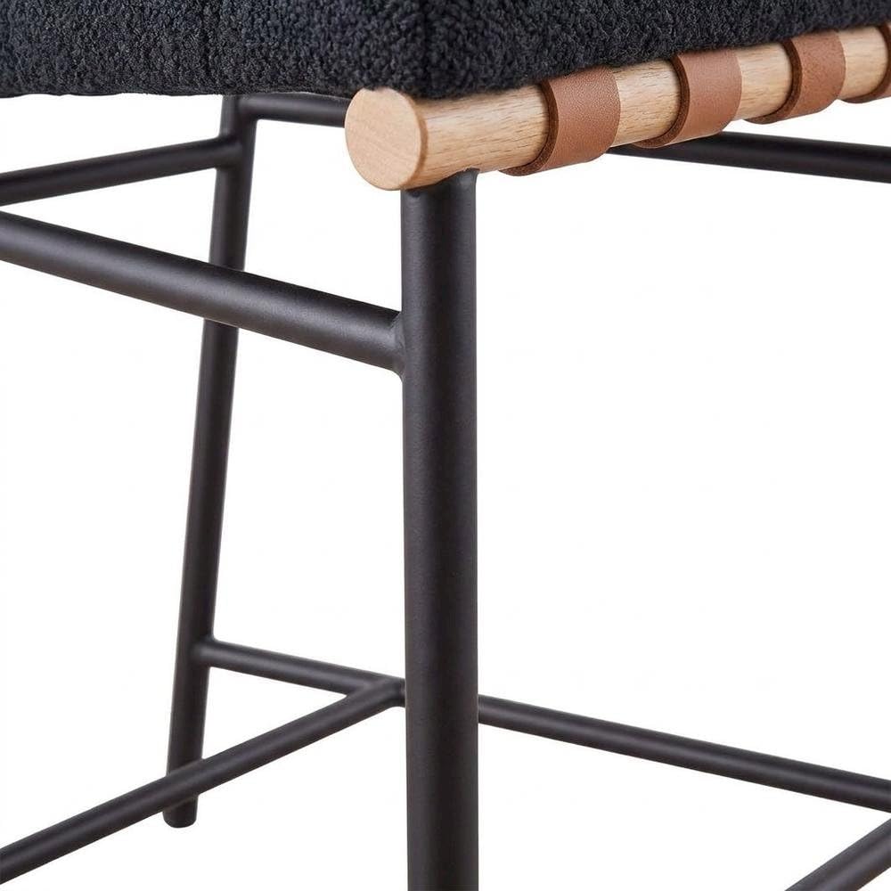 Black Boucle Fabric Counter Height Stool by Furnifact – Fabric, Steel, Wood, Black