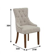 Linen-Upholstered Dining Chair Parsons Style with Legs by Furnifact – Wood, Mahogany, Pack of 2