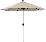 California Umbrella 5-Year-Non-Fading, 9Ft Premium Patio Umbrella, Hand-Crank, Button-Tilt, Black Frame, Solution Dyed Beige Fabric