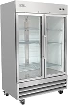 54" Two Section Reach In Refrigerator - (2) Left/Right Hinge Glass Doors by MOTAK – 56.69x35.04x83.46, In Description, Check Images, Model MSD-2DR-BAL-54-G-X