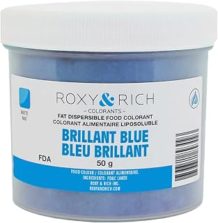 Roxy & Rich Fat Dispersible Powder Food Color, 50 Grams Brilliant Blue