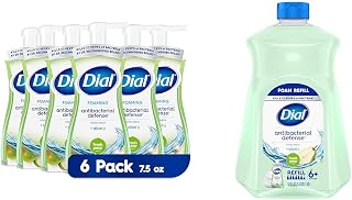 Dial Antibacterial Foaming Hand Wash, Fresh Pear, 7.5 fl oz Pack of 6 & Antibacterial Foaming Hand Soap Refill, Fresh Pear, 52 fl oz
