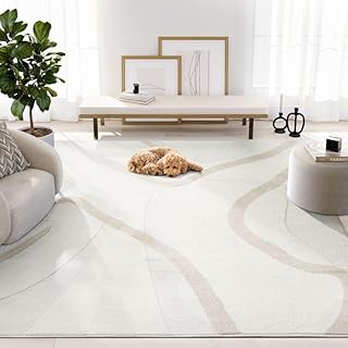 Abani Nomad Cream & Beige Area Rug 8' x 10' for Living Room, Bedroom - Chic Abstract Pattern - Durable & Easy to Clean