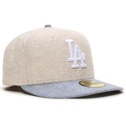 LA Los Angeles Dodgers 59FIFTY Tweed Cap by New Era – 7 1/8, Polyester, Beige Tweed, Model 60765614