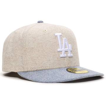 LA Los Angeles Dodgers 59FIFTY Tweed Cap by New Era – 7 1/8, Polyester, Beige Tweed, Model 60765614