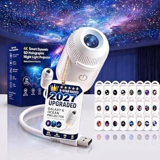2027 Upgraded Hd Smart Dynamic 5d Holographic Night Light Projector, Plug and Play Hd Star Projector, 360° Adjustable Hd Galaxy and Ocean Projector for Bedroom Ceiling (24 pcs)