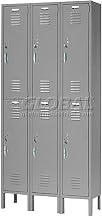 GLOBAL INDUSTRIAL Double Tier Locker 12x18x36 6 Door, Unassembled, Gray