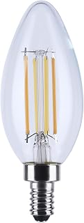 Satco S12157 4.5W LED B11 Candelabra Bulb, Warm Dimming 3000K-2000K, 450 Lumens, 90 CRI, 40W Replacement, Clear Glass, E12 Base, Enclosed Fixture Rated, Dimmable, 120 Volt (6 Pack)