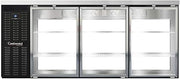 BBC79-GD-PT Three Section Glass Door Refrigerated Pass-Thru Back Bar Cooler, 79" W x 34-3/4"H, Black Exterior