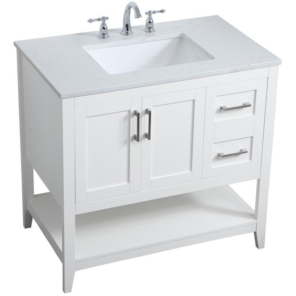 36 Inch Single Bathroom Vanity in White by Elegant Decor – 36" - Single, Wood, White, Model VF16036WH