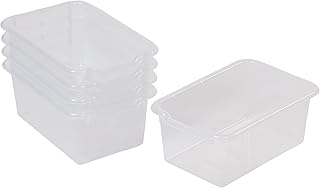 ECR4Kids Scoop Front Storage Bin, Multipurpose Organization, Clear, 5-Piece