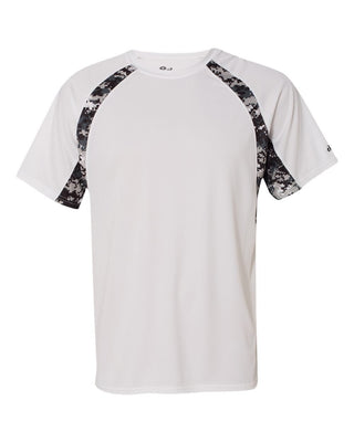 Digital Camo Hook T-Shirt 4XL White by Badger – Polyester, White/ Black Digital, Model BD4140_White/ Black Digital_4X