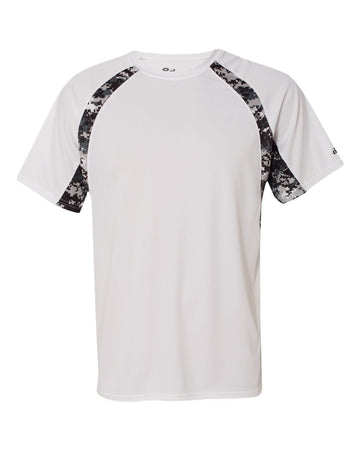 Digital Camo Hook T-Shirt 4XL White by Badger – Polyester, White/ Black Digital, Model BD4140_White/ Black Digital_4X