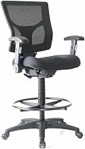 Lorell Conjure Office Stool - Fabric, Polyurethane, Molded Foam Seat - Black - Armrest - 1 Each