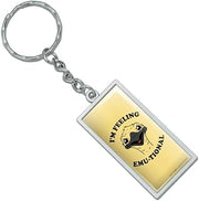 Graphics and More I'm Feeling Emu-tional Emotional Emu Funny Humor Rectangle Keychain in Chrome Plated Metal