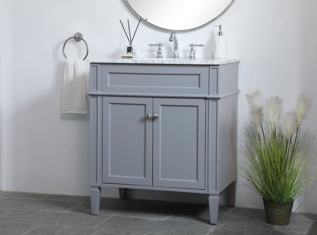 30 Inch Single Bathroom Vanity in White by Elegant Decor – 30" - Single, Wood, White, Model VF12530WH