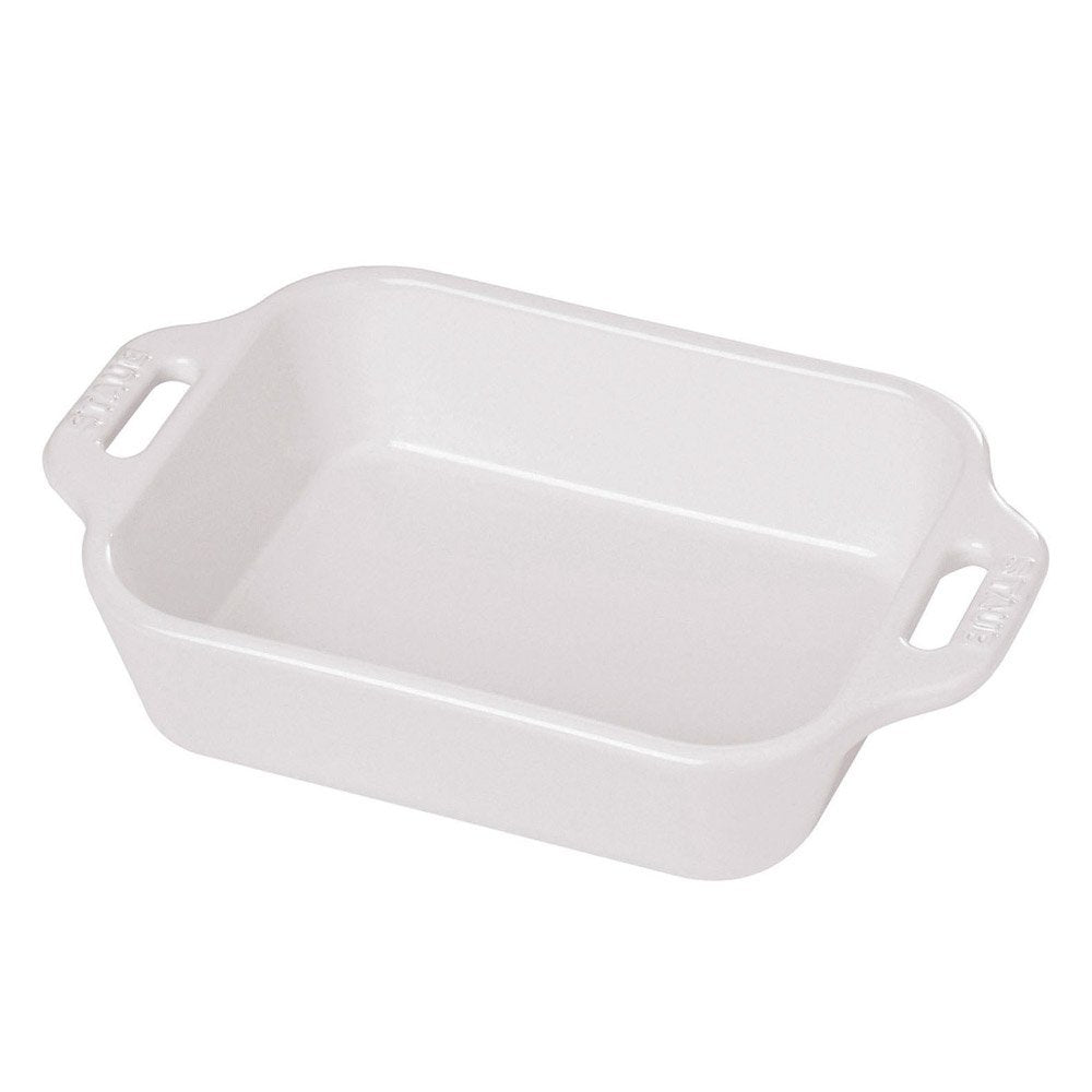 Rectangular Dish by STAUB – 10.5 x 7.5 inches, Cast Iron, White, Model FBA_40511-146