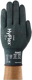 Ansell Healthcare 11541100 Series 11-541 HyFlex Glove, Silicone Free Spandex, Textured Polyester Knitwrist, 18 Gauge, Size 10 (Pack of 144)