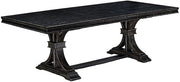 Furnifact Solid Wood Dining Table, Rectangular Farmhouse Kitchen Table, Trestle Base Rectangle Dining Room Tables, Sand Blasting Black