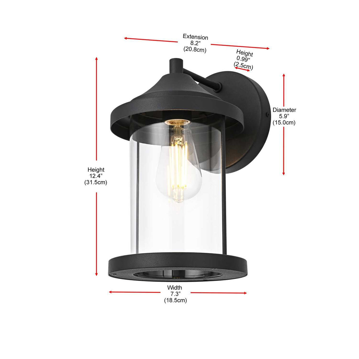 Roy One Light Outdoor Wall Sconce Black by Lighting Design – Iron, Black, Model OD402W12BK