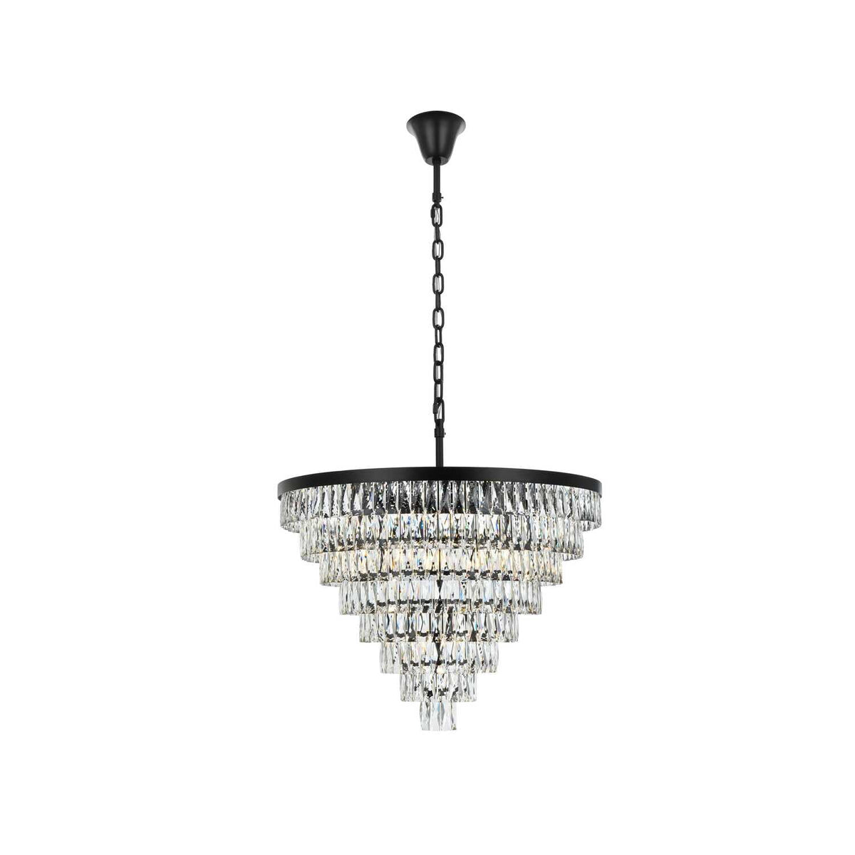 Josephine 29 Light Chandelier Black by Lighting Design – Iron and Crystal, Black