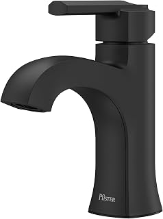 Pfister Vaneri Single Handle Bathroom Sink Faucet 1-Hole Matte Black Finish NSF Certified WaterSense with Push & Seal Drain TiteSeal Mounting Technology LF042VRIBB