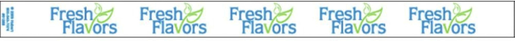 HUBERT White Merchandising Band-It Label Imprinted "Fresh Flavors" -13 3/4"L x 1"H, 500 Per Roll
