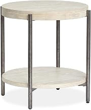 Magnussen Home Jennings Round Solid Wood/Metal End Table in Gray/Antique Nickel