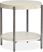 Magnussen Home Jennings Round Solid Wood/Metal End Table in Gray/Antique Nickel
