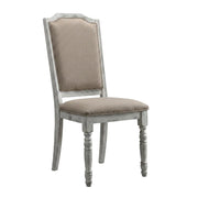 Upholstered Wood Dining Chairs Set of 2 with Turned Legs by Furnifact – Wood, Beige, Pack of 2