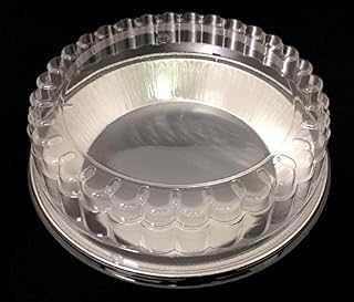 Handi-Foil 9" Smooth-Wall Extra-Deep Pie Pan Plate Tin + Clear Short Dome Lid - (Pack of 10 Sets)