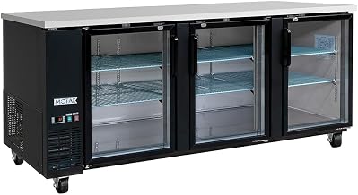 MBB-3D-90-G-X 90 3/8" Bar Refrigerator - 3 Swinging Glass Doors, Black, 115v