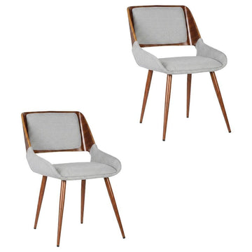 Walnut Wood Mid-Century Modern Dining Chairs Set of by Furnifact – Walnut, Gray Fabric/Walnut, Pack of 2