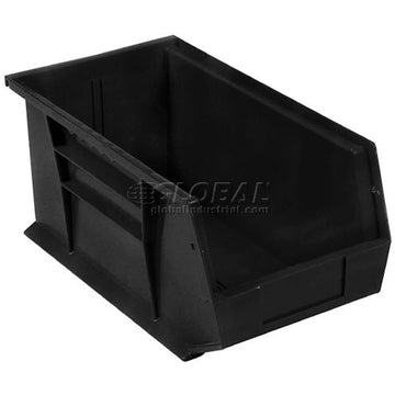 Plastic Stacking Bin 5-1/2 x 14-3/4 x by Global Industrial – 14.75"L x 5.5"W x 5"H, Plastic, Black, Pack of 12, Model QUS234BK