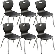 Correll CSC 14" Classic Metal/Plastic Stacking Student Chair in Black (Set of 6)