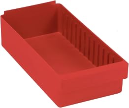 QUANTUM STORAGE SYSTEMS QED606RD Super Tuff Euro Heavy Duty Parts Organizer Red Bins 18" L x 9" W x 5" H 24 Pack