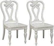 Starlight Canyon Home Rubberwood Splat Back Side Chairs Set of 2, Chenille-Upholstered Wooden Dining Chairs for Kitchen and Dining Room, White